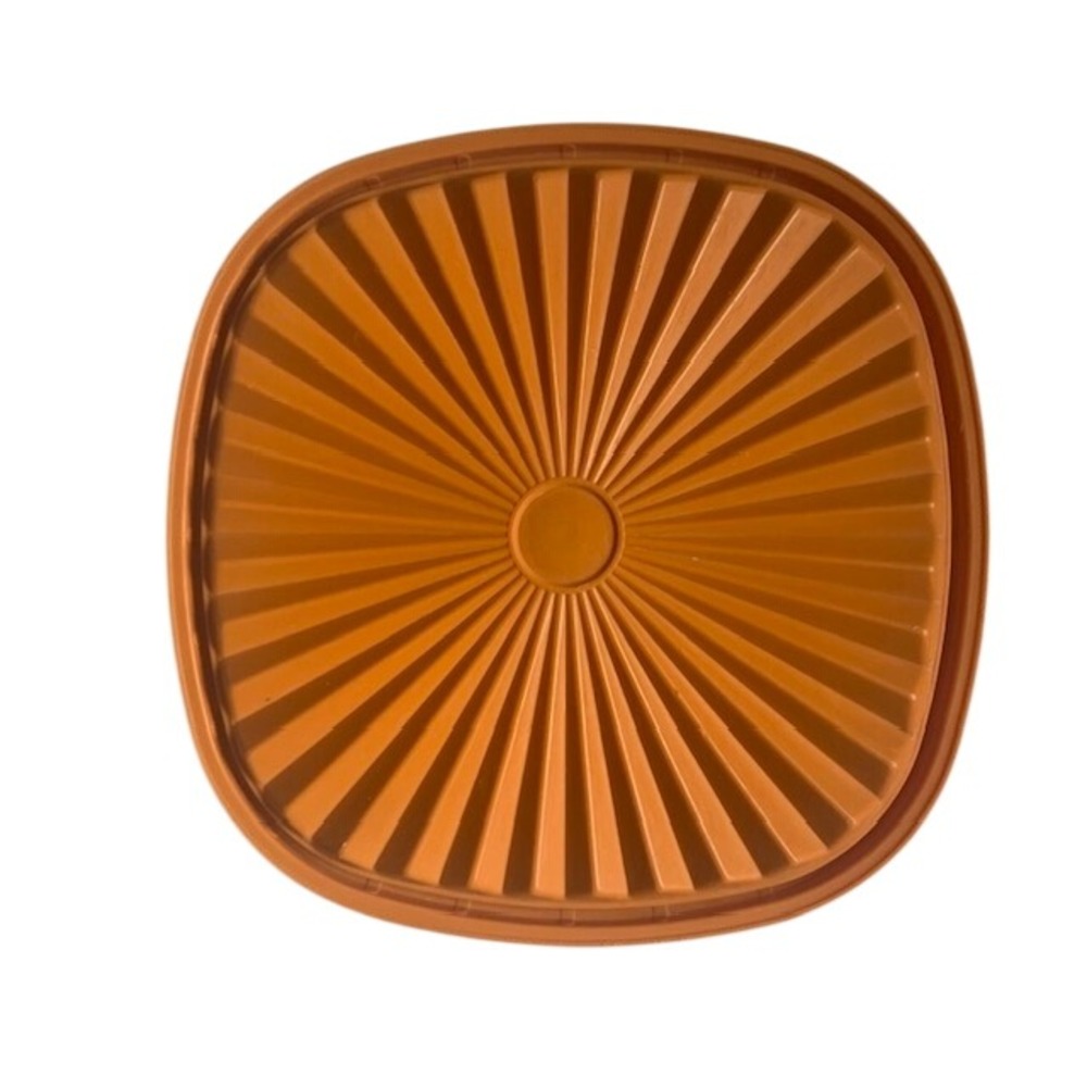 Tupperware Servalier Square Lid Starburst Replacement Retro Orange 7"